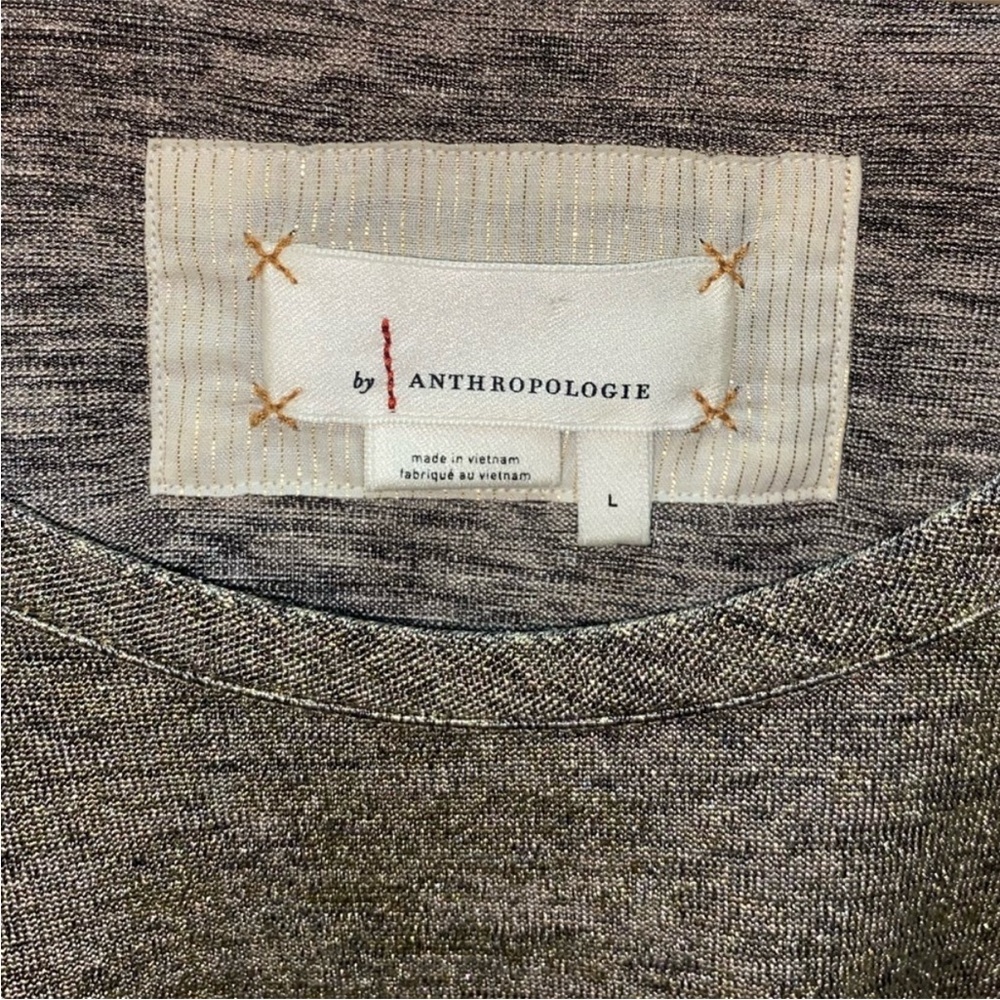 ANTHROPOLOGIE Gorgeous Gold Metallic Feminine Top with Flutter Sleeves ~ Large - Picture 2 of 7